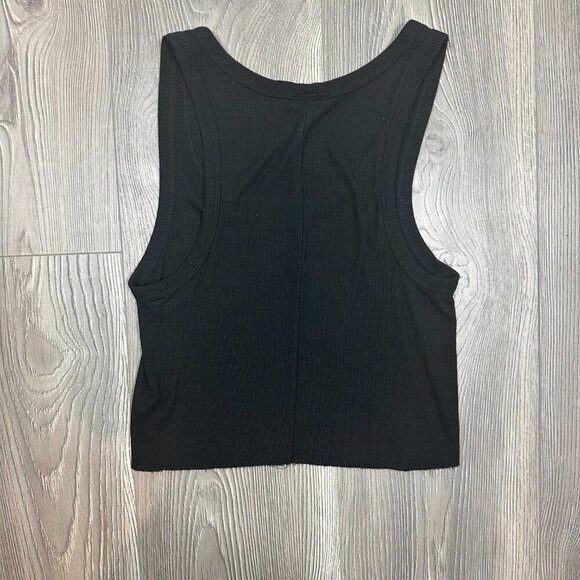 Clyque Black Cropped Ribbed Tank Top Size Medium - Picture 3 of 3